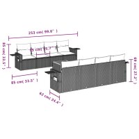 vidaXL 9-tlg. Garten-Sofagarnitur mit Kissen Grau Poly Rattan