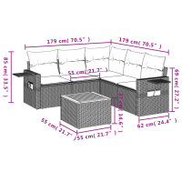 vidaXL 6-tlg. Garten-Sofagarnitur mit Kissen Schwarz Poly Rattan