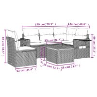 vidaXL 6-tlg. Garten-Sofagarnitur mit Kissen Schwarz Poly Rattan