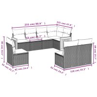 vidaXL 8-tlg. Garten-Sofagarnitur mit Kissen Schwarz Poly Rattan