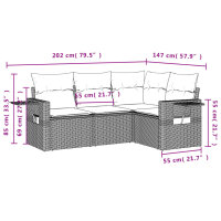 vidaXL 4-tlg. Garten-Sofagarnitur mit Kissen Beige Poly Rattan