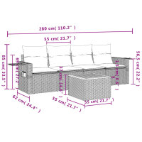 vidaXL 5-tlg. Garten-Sofagarnitur mit Kissen Beige Poly Rattan