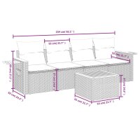 vidaXL 5-tlg. Garten-Sofagarnitur mit Kissen Grau Poly Rattan