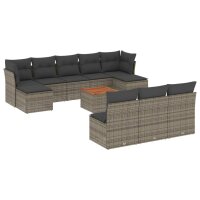 vidaXL 11-tlg. Garten-Sofagarnitur mit Kissen Grau Poly...