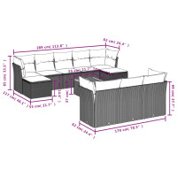 vidaXL 11-tlg. Garten-Sofagarnitur mit Kissen Grau Poly Rattan