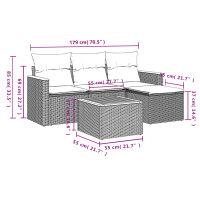 vidaXL 5-tlg. Garten-Sofagarnitur mit Kissen Grau Poly Rattan