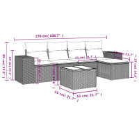 vidaXL 6-tlg. Garten-Sofagarnitur mit Kissen Schwarz Poly Rattan