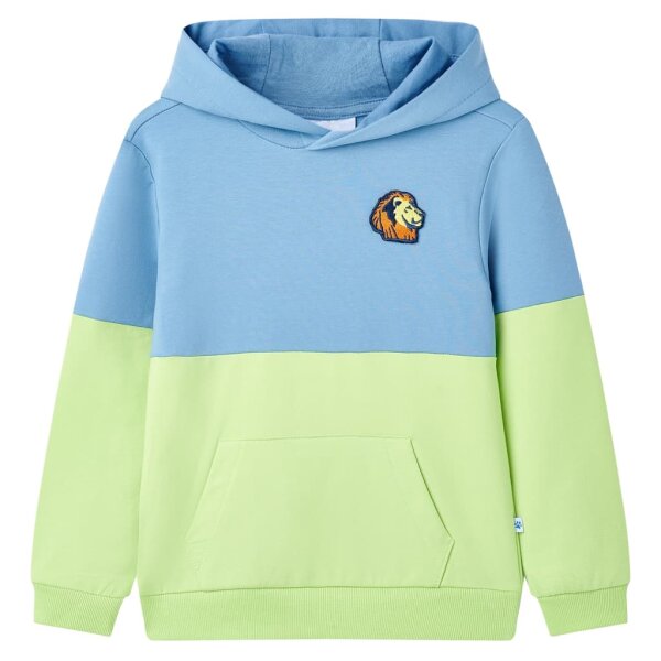 Kinder-Kapuzenpullover Blau und Zartgelb 128