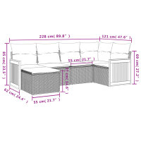 vidaXL 6-tlg. Garten-Sofagarnitur mit Kissen Beige Poly Rattan