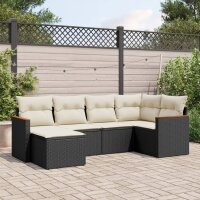 vidaXL 6-tlg. Garten-Sofagarnitur mit Kissen Schwarz Poly...