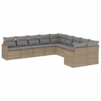 vidaXL 10-tlg. Garten-Sofagarnitur mit Kissen Beige Poly...