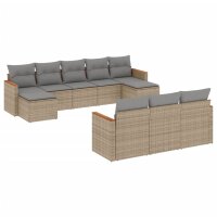 vidaXL 10-tlg. Garten-Sofagarnitur mit Kissen Beige Poly...