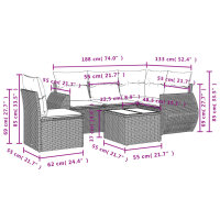 vidaXL 6-tlg. Garten-Sofagarnitur mit Kissen Schwarz Poly Rattan