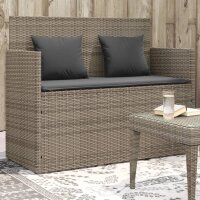 vidaXL Gartenbank mit Kissen Grau Poly Rattan