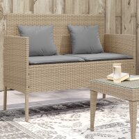 vidaXL Gartenbank mit Kissen Beige Poly Rattan