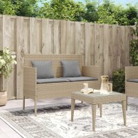 vidaXL Gartenbank mit Kissen Beige Poly Rattan