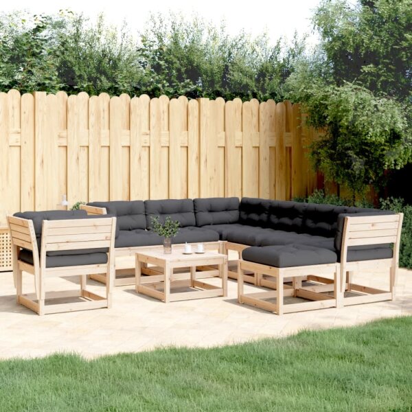 vidaXL 8-tlg. Garten-Lounge-Set mit Kissen Massivholz Kiefer