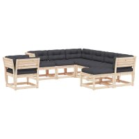 vidaXL 8-tlg. Garten-Lounge-Set mit Kissen Massivholz Kiefer