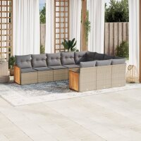 vidaXL 10-tlg. Garten-Sofagarnitur mit Kissen Beige Poly...