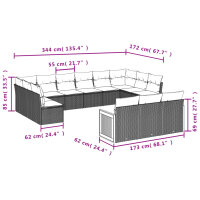 vidaXL 13-tlg. Garten-Sofagarnitur mit Kissen Beige Poly Rattan