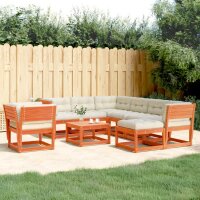 vidaXL 8tlg. Garten-Lounge-Set mit Kissen Wachsbraun Massivholz Kiefer