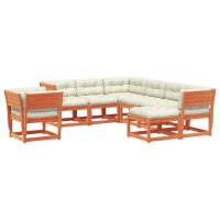 vidaXL 8tlg. Garten-Lounge-Set mit Kissen Wachsbraun Massivholz Kiefer