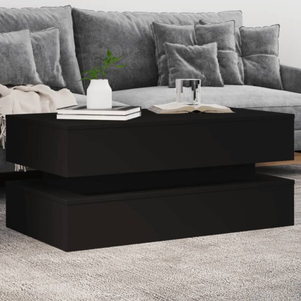 vidaXL Couchtisch mit LED-Leuchten Schwarz 90x50x40 cm