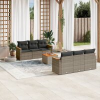 vidaXL 7-tlg. Garten-Sofagarnitur mit Kissen Grau Poly Rattan