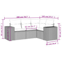 vidaXL 4-tlg. Garten-Sofagarnitur mit Kissen Grau Poly Rattan