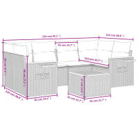 vidaXL 7-tlg. Garten-Sofagarnitur mit Kissen Grau Poly Rattan