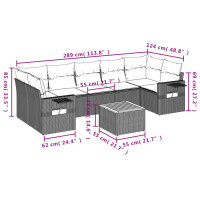 vidaXL 8-tlg. Garten-Sofagarnitur mit Kissen Grau Poly Rattan