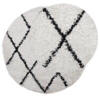 vidaXL Teppich Shaggy Hochflor Modern Creme und Schwarz &Oslash; 120 cm