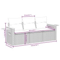 vidaXL 3-tlg. Garten-Sofagarnitur mit Kissen Schwarz Poly Rattan