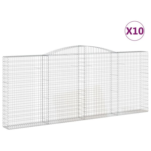 vidaXL Gabionen mit Hochbogen 10 Stk 400x30x160/180cm Verzinktes Eisen