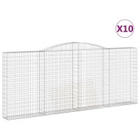 vidaXL Gabionen mit Hochbogen 10 Stk 400x30x160/180cm Verzinktes Eisen