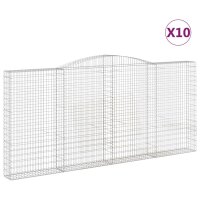 vidaXL Gabionen mit Hochbogen 10Stk. 400x30x180/200cm Verzinktes Eisen