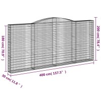 vidaXL Gabionen mit Hochbogen 10Stk. 400x30x180/200cm Verzinktes Eisen