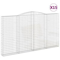 vidaXL Gabionen mit Hochbogen 15Stk. 400x30x220/240cm Verzinktes Eisen