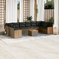 vidaXL 11-tlg. Garten-Sofagarnitur mit Kissen Grau Poly...