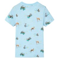 Kinder-T-Shirt Hellblau Melange 140