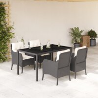 vidaXL 5-tlg. Garten-Essgruppe mit Kissen Schwarz Poly Rattan