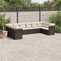 vidaXL 10-tlg. Garten-Sofagarnitur mit Kissen Braun Poly...