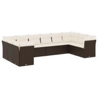 vidaXL 10-tlg. Garten-Sofagarnitur mit Kissen Braun Poly...