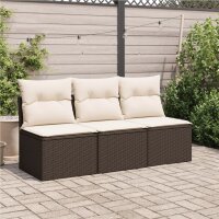 vidaXL Gartensofa mit Kissen 3-Sitzer Braun Poly Rattan