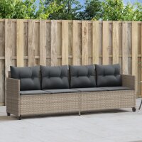 vidaXL Sonnenliege mit Kissen Hellgrau Poly Rattan