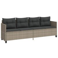 vidaXL Sonnenliege mit Kissen Hellgrau Poly Rattan