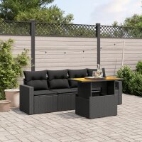 vidaXL 5-tlg. Garten-Sofagarnitur mit Kissen Schwarz Poly...