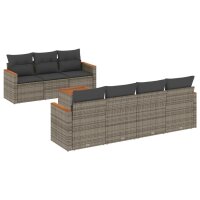 vidaXL 8-tlg. Garten-Sofagarnitur mit Kissen Grau Poly Rattan