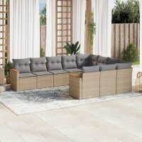 vidaXL 10-tlg. Garten-Sofagarnitur mit Kissen Beige Poly...