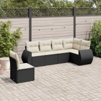 vidaXL 6-tlg. Garten-Sofagarnitur mit Kissen Schwarz Poly Rattan